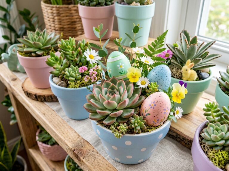 easter succulent arrangements