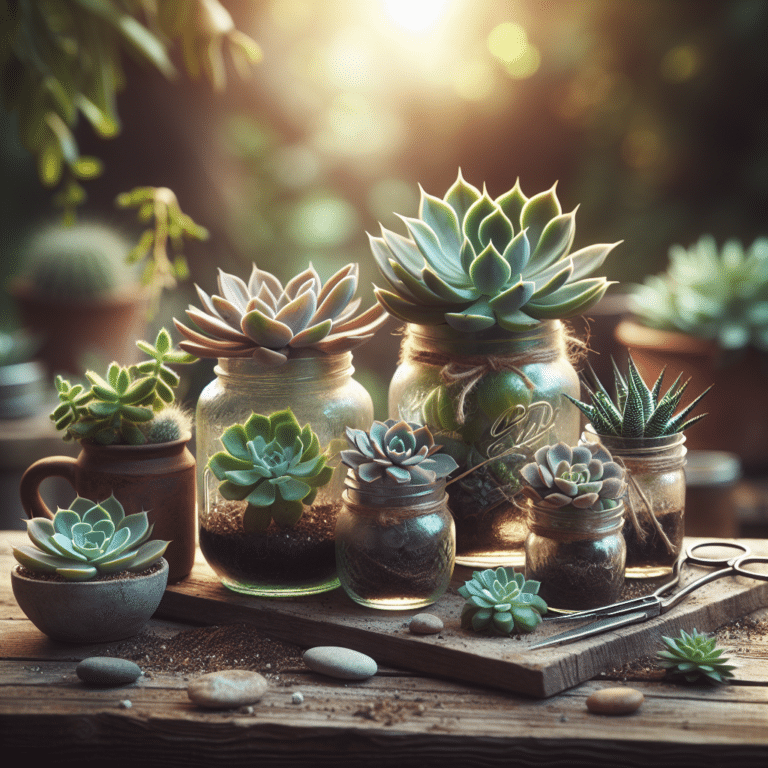 Rustic Charm: Succulent Arrangements in Jars